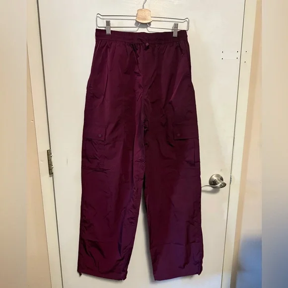 PINK Victoria's Secret Satin Parachute Cargo Pants - Maroon - Picture 3 of 6